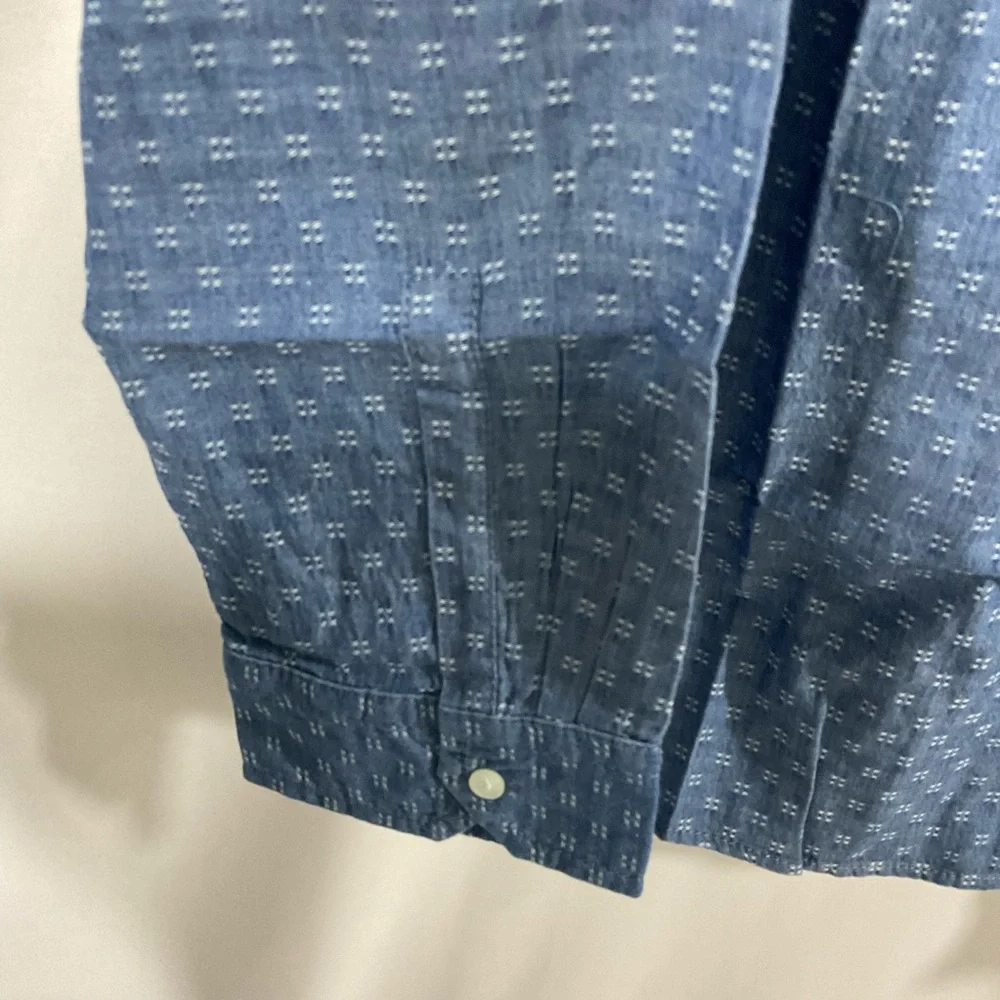 Talbots Womens Blue Textured Buttoned Shirt - Picture 5 of 8